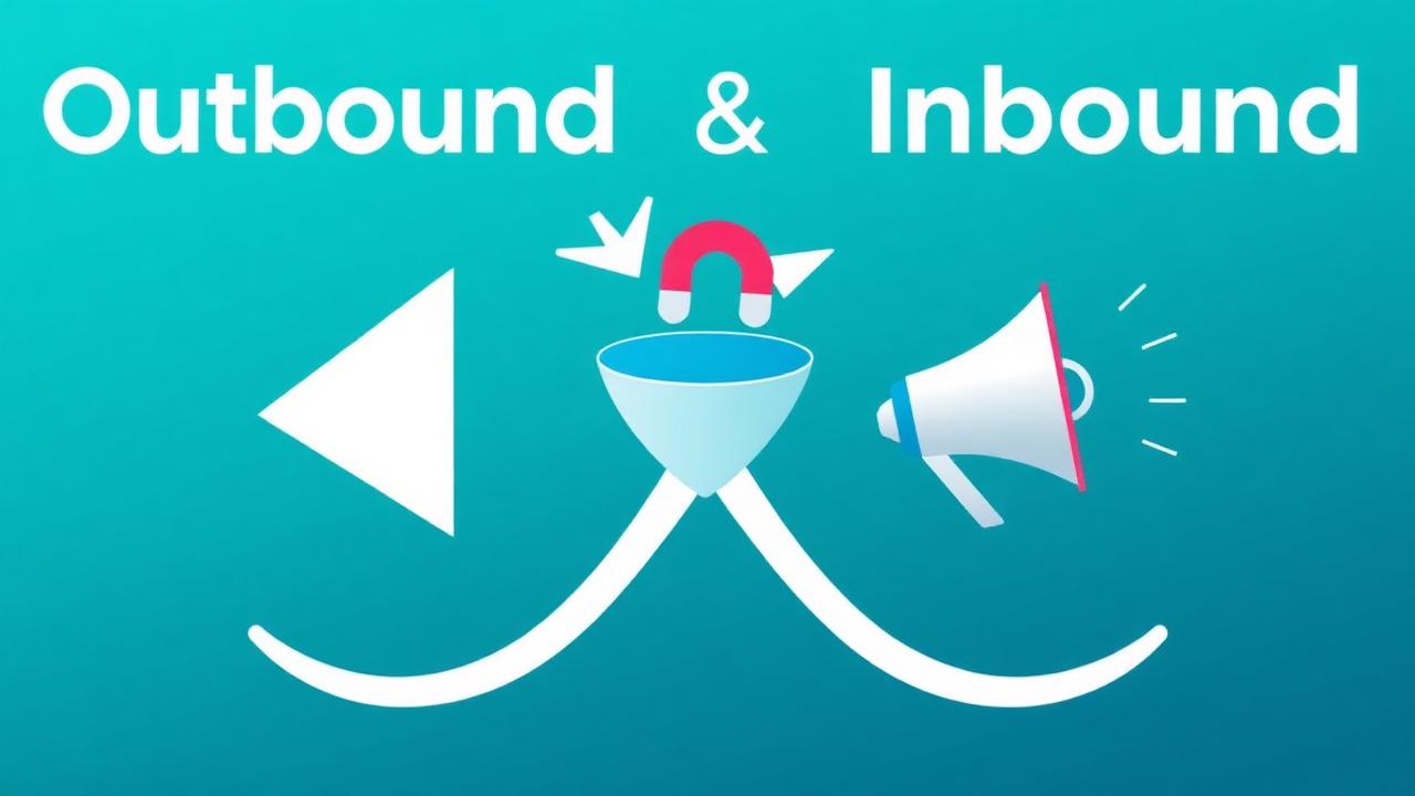 Funil com ímã e megafone representando geração de leads outbound e inbound