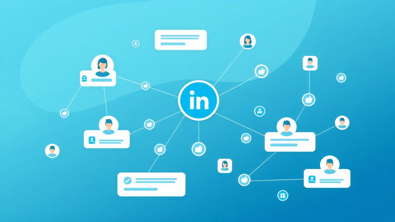 Rede de conexões profissionais no LinkedIn com perfis e mensagens