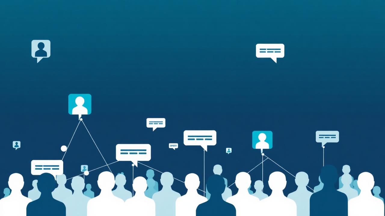 Ilustração de rede de conexões e mensagens representando prospecção no LinkedIn