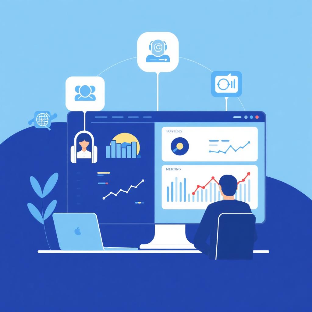 Ilustração de equipe de SDR terceirizada com dashboard de reuniões agendadas